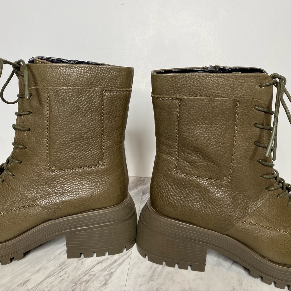 Franco Sarto Jetson Green Brown Leather Lace Up Lug Sole Boot 8 1/2 M - Picture 9 of 16